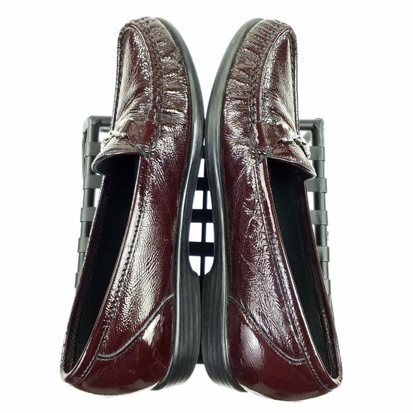 SAS Metro Bit Wine Red Patent Leather Tri Pad Footbed Loafers Womens Size 9 Slim - Picture 3 of 11
